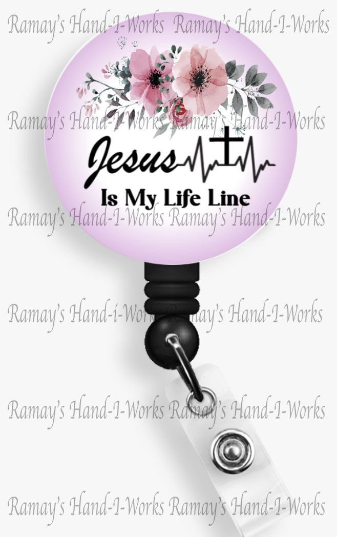 Christian, Jesus Is My Life Line Badge Reel & Lanyard Badge Holder