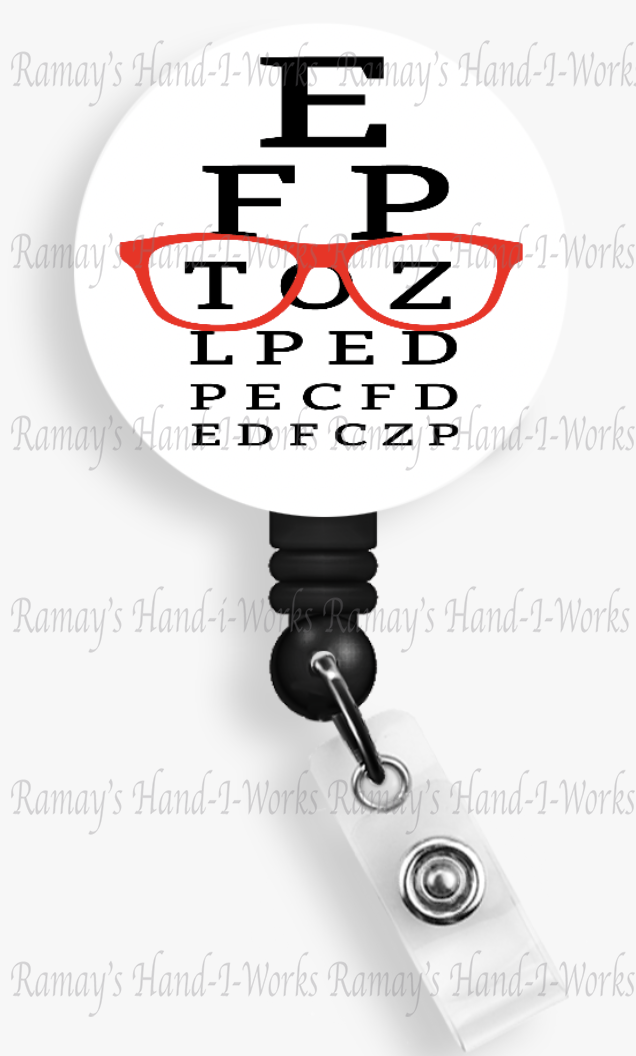 Fun Optometrist Eye Chart Badge Reel & Lanyard Badge Holder